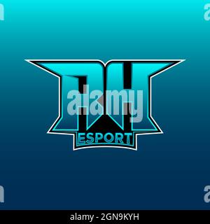 RH Logo ESport Gaming Initial with Blue Light Color design vector template Stock Vector