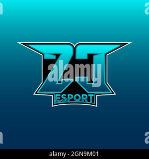 ZC Logo ESport Gaming Initial with Blue Light Color design vector template Stock Vector