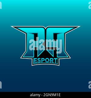 RP Logo ESport Gaming Initial with Blue Light Color design vector template Stock Vector