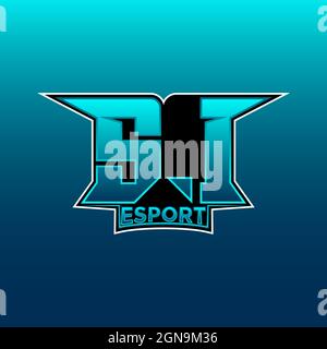 SI Logo ESport Gaming Initial with Blue Light Color design vector template Stock Vector
