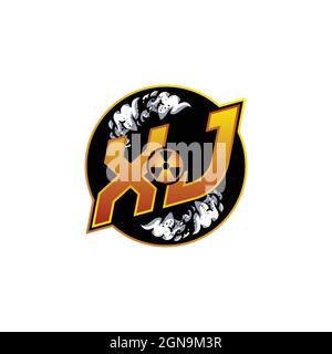 XJ Logo Monogram Gaming with Gas Shape designs template vector icon modern Stock Vector