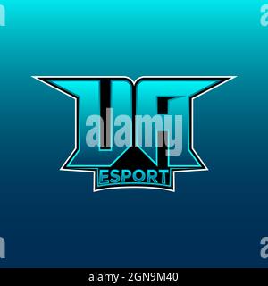 UA Logo ESport Gaming Initial with Blue Light Color design vector template Stock Vector