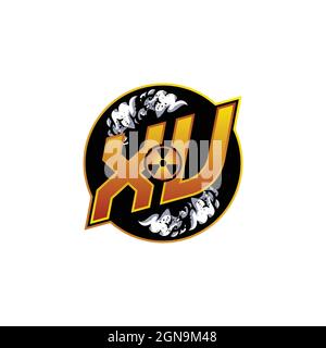 XU Logo Monogram Gaming with Gas Shape designs template vector icon modern Stock Vector