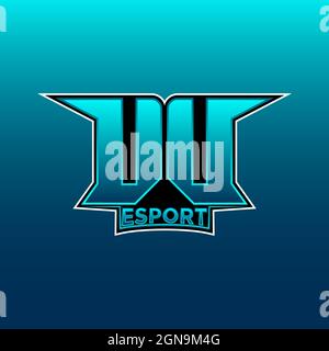 UU Logo ESport Gaming Initial with Blue Light Color design vector template Stock Vector