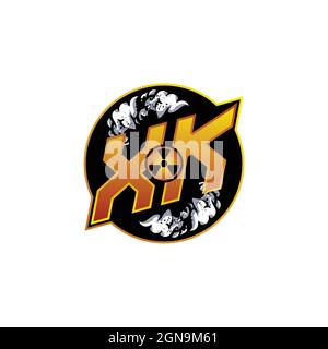 XK Logo Monogram Gaming with Gas Shape designs template vector icon modern Stock Vector