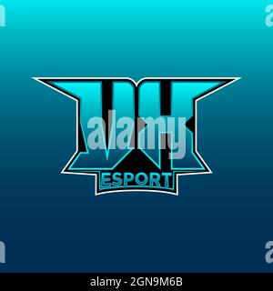VX Logo ESport Gaming Initial with Blue Light Color design vector template Stock Vector