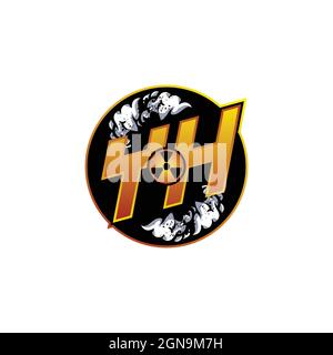YH Logo Monogram Gaming with Gas Shape designs template vector icon modern Stock Vector