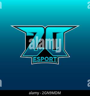 ZD Logo ESport Gaming Initial with Blue Light Color design vector template Stock Vector