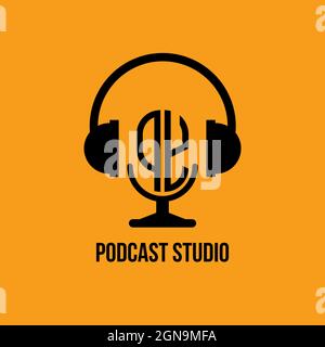 PY Monogram Logo Letter Headphone and Microphone shape style vector, Podcast Studio Logo Stock Vector