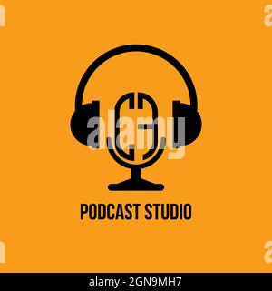 CF Monogram Logo Letter Headphone and Microphone shape style vector, Podcast Studio Logo Stock Vector