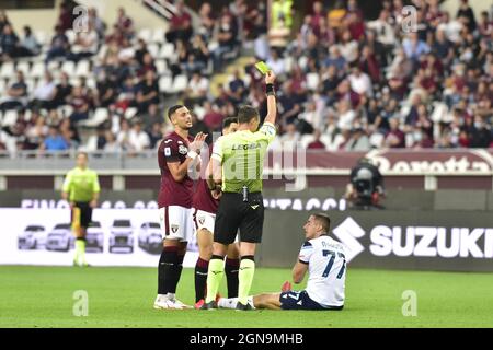 during of the Serie A match between Torino FC v SS Lazio at Stadio Olimpico di Torino on September 23, 2021 in Turin, Italy. Stock Photo