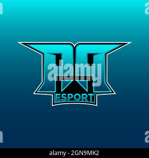 PP Logo ESport Gaming Initial with Blue Light Color design vector template Stock Vector