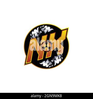 NX Logo Monogram Gaming with Gas Shape designs template vector icon modern Stock Vector