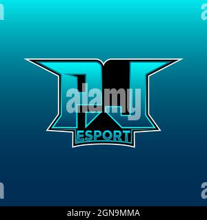PL Logo ESport Gaming Initial with Blue Light Color design vector template Stock Vector