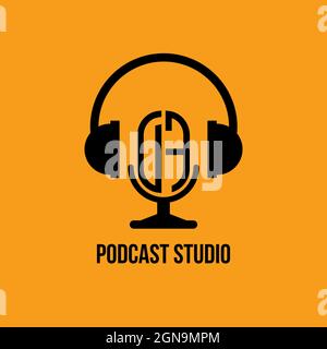 DF Monogram Logo Letter Headphone and Microphone shape style vector, Podcast Studio Logo Stock Vector