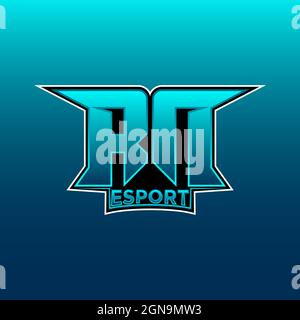 RN Logo ESport Gaming Initial with Blue Light Color design vector template Stock Vector