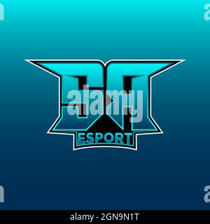 SR Logo ESport Gaming Initial with Blue Light Color design vector template Stock Vector