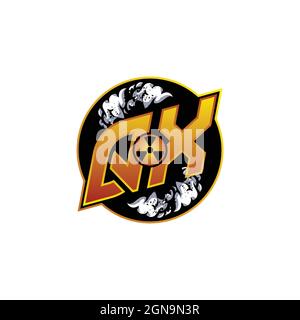 QX Logo Monogram Gaming with Gas Shape designs template vector icon modern Stock Vector