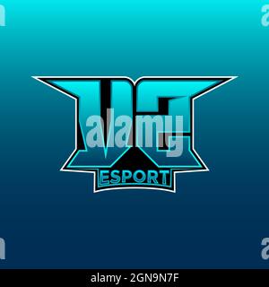 VZ Logo ESport Gaming Initial with Blue Light Color design vector template Stock Vector