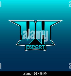 VH Logo ESport Gaming Initial with Blue Light Color design vector template Stock Vector