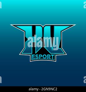 XV Logo ESport Gaming Initial with Blue Light Color design vector template Stock Vector