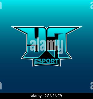 YF Logo ESport Gaming Initial with Blue Light Color design vector template Stock Vector