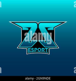ZS Logo ESport Gaming Initial with Blue Light Color design vector template Stock Vector