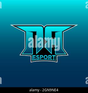 NR Logo ESport Gaming Initial with Blue Light Color design vector template Stock Vector
