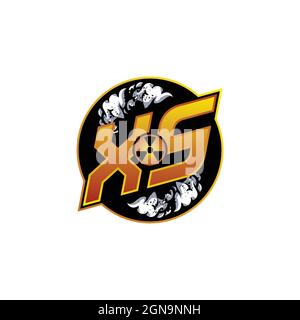 XS Logo Monogram Gaming with Gas Shape designs template vector icon modern Stock Vector