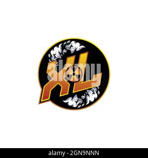 XL Logo Monogram Gaming with Gas Shape designs template vector icon modern Stock Vector