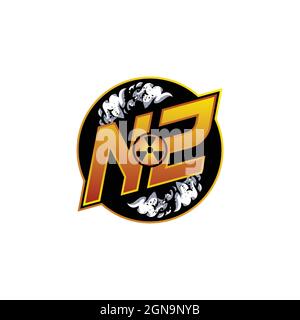 NZ Logo Monogram Gaming with Gas Shape designs template vector icon modern Stock Vector