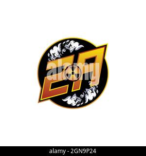 ZA Logo Monogram Gaming with Gas Shape designs template vector icon modern Stock Vector