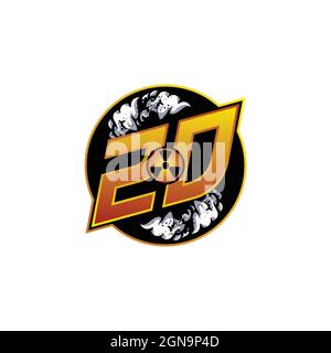 ZD Logo Monogram Gaming with Gas Shape designs template vector icon modern Stock Vector