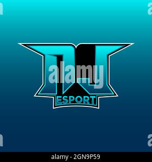 NL Logo ESport Gaming Initial with Blue Light Color design vector template Stock Vector
