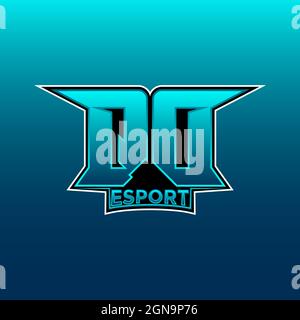 QD Logo ESport Gaming Initial with Blue Light Color design vector template Stock Vector