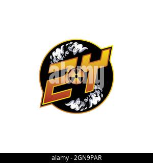ZY Logo Monogram Gaming with Gas Shape designs template vector icon modern Stock Vector