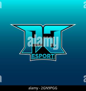 PG Logo ESport Gaming Initial with Blue Light Color design vector template Stock Vector