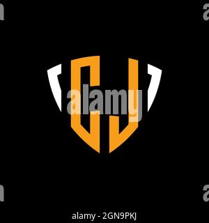 CL logo with shield white orange shape design template isolated on black background Stock Vector