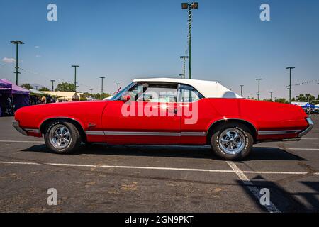 Reno, NV - August 3, 2021: 1970 Oldsmobile Cutlass Convertible at a local car show. Stock Photo