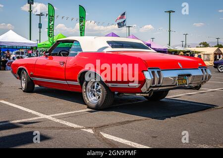 Reno, NV - August 3, 2021: 1970 Oldsmobile Cutlass Convertible at a local car show. Stock Photo