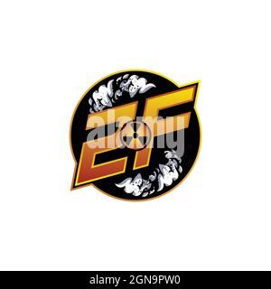 ZF Logo Monogram Gaming with Gas Shape designs template vector icon modern Stock Vector