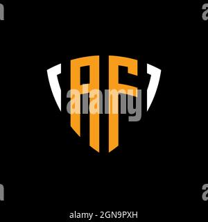 AF logo with shield white orange shape design template isolated on black background Stock Vector