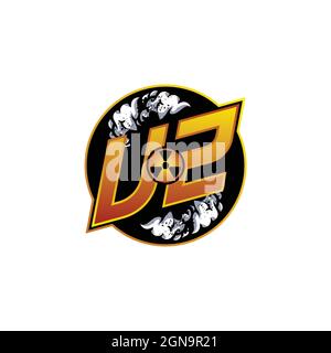 UZ Logo Monogram Gaming with Gas Shape designs template vector icon modern Stock Vector