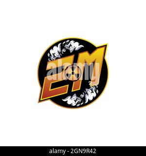 ZM Logo Monogram Gaming with Gas Shape designs template vector icon modern Stock Vector