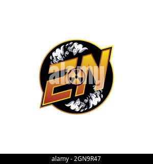 ZN Logo Monogram Gaming with Gas Shape designs template vector icon modern Stock Vector