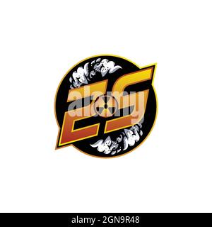 ZS Logo Monogram Gaming with Gas Shape designs template vector icon modern Stock Vector