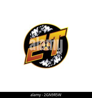 ZT Logo Monogram Gaming with Gas Shape designs template vector icon modern Stock Vector