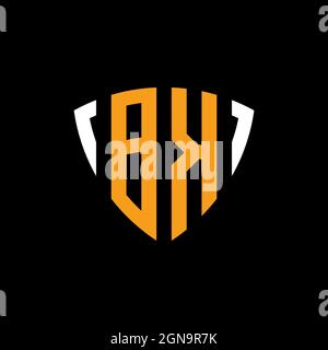 BK logo with shield white orange shape design template isolated on black background Stock Vector