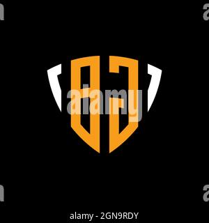 BG logo with shield white orange shape design template isolated on black background Stock Vector