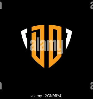 DO logo with shield white orange shape design template isolated on black background Stock Vector